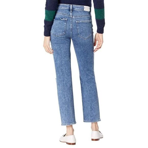 Paige 6804E77 Women's Sz 25 Blue High Rise Ankle Straight Leg Denim Jeans $229+ - Picture 6 of 6